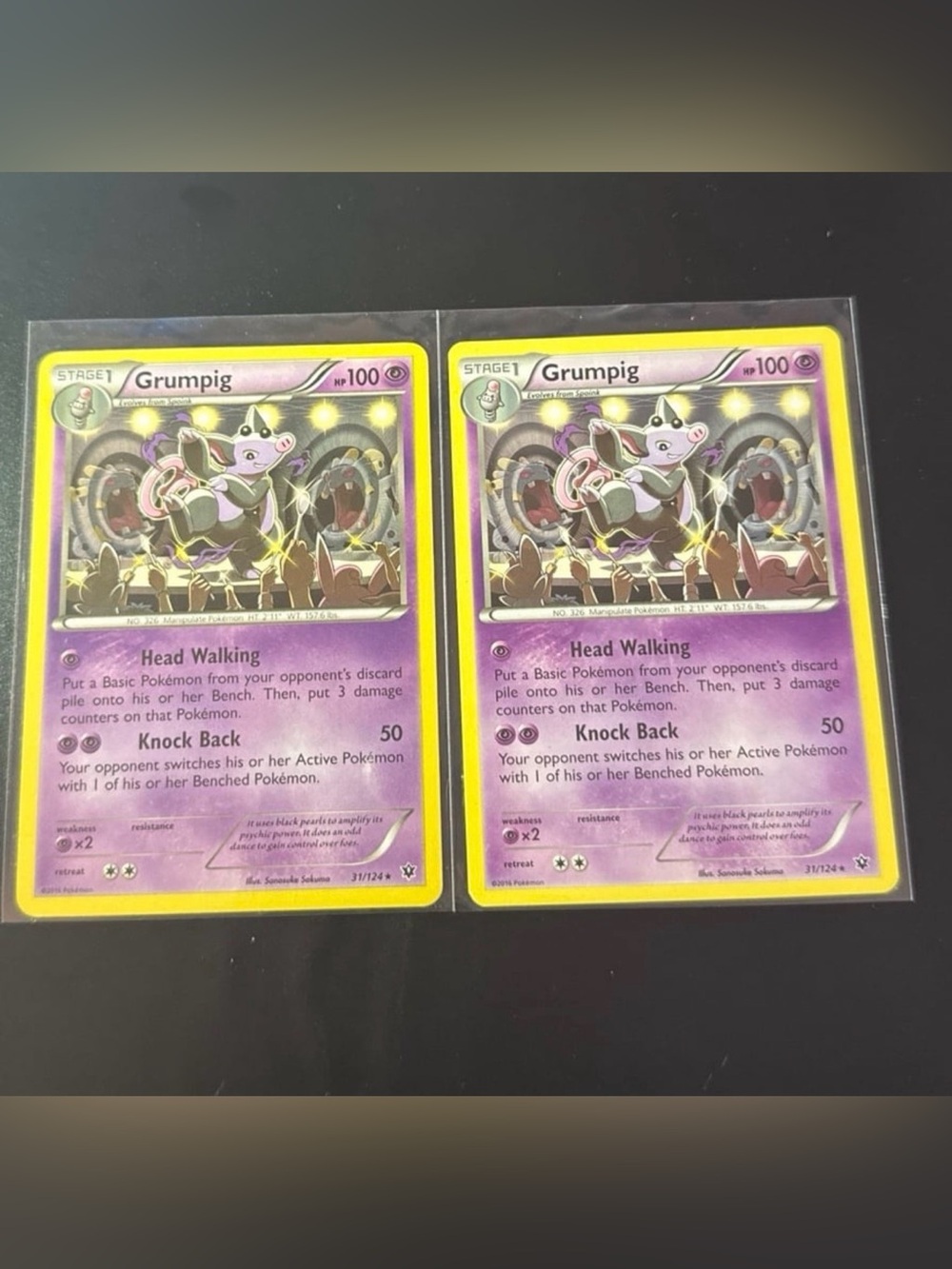 2x Grumpig 31/124 XY Fates Collide Rare 2022 released collectible artwork LP